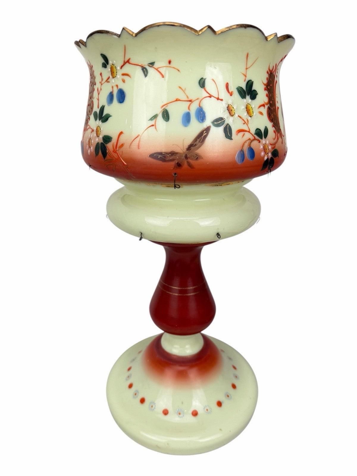 Antique Victorian Bohemian Bristol Glass CHILD PORTRAIT Mantle Lustre Luster