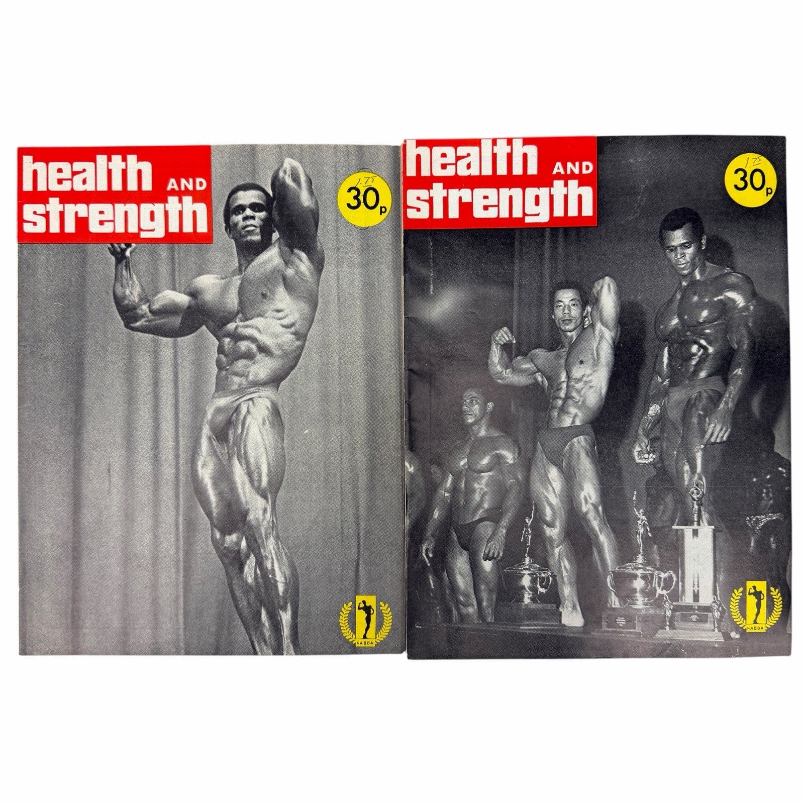2 HEALTH AND STRENGTH 1976 Serge Nubret Vol105 #8 & 9 UK Bodybuilding Magazines