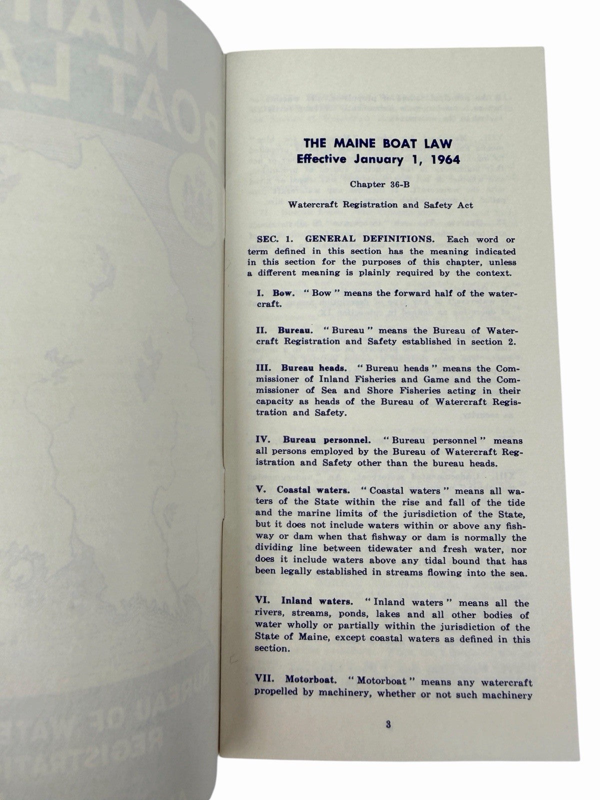 Vintage 1964 Maine Boat Law BOOKLET w/ Certificate Application & Guide Card