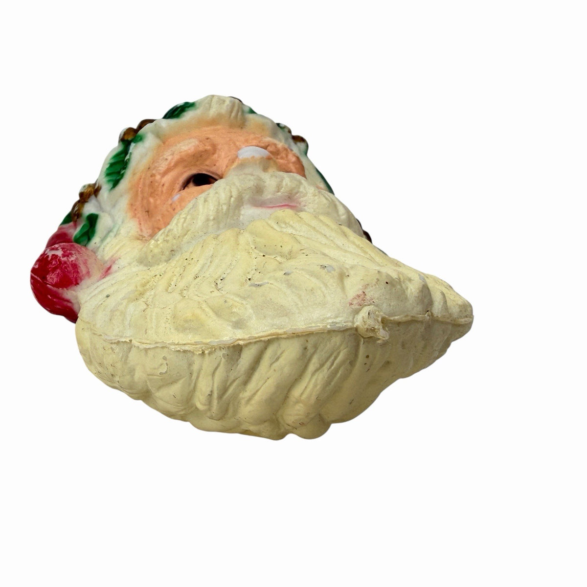 VINTAGE 3D SANTA FACE / HEAD 4" PLASTIC CHRISTMAS HOLIDAY ORNAMENT BLOWMOLD