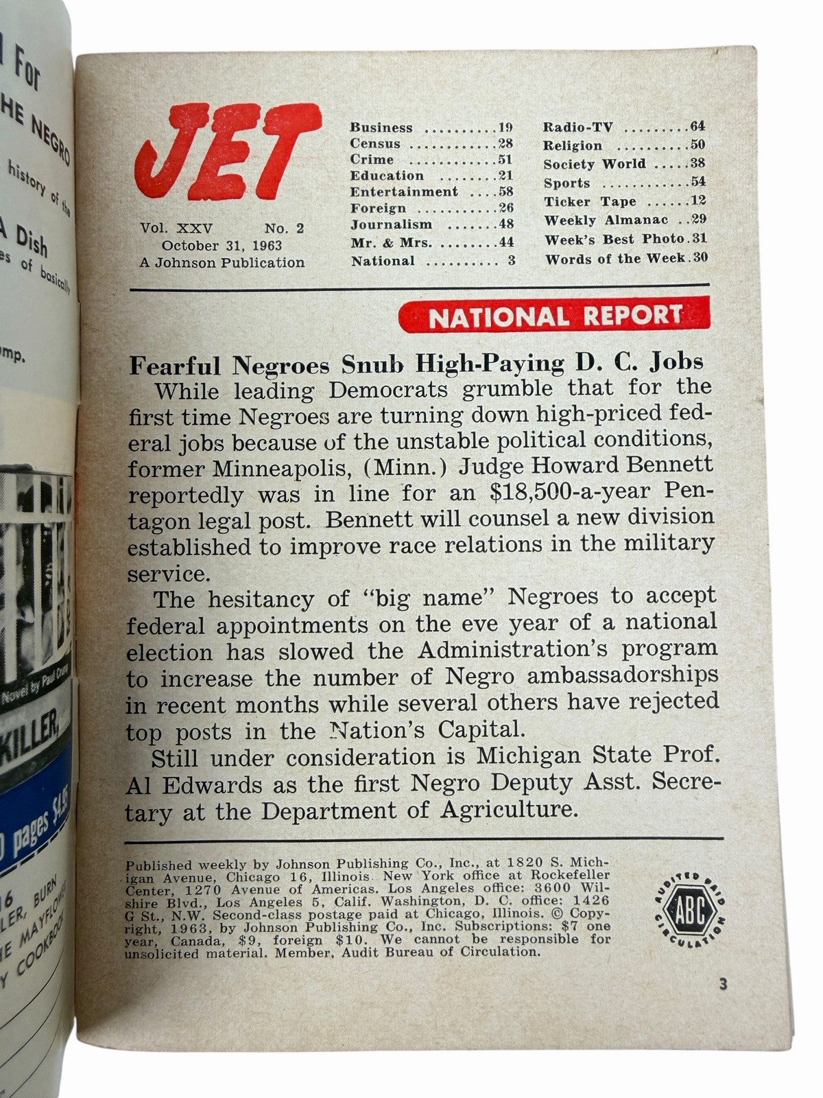JET Magazine October 31 1963 Janet Wilson RFK Ebony Fashion Fair Civil Rights