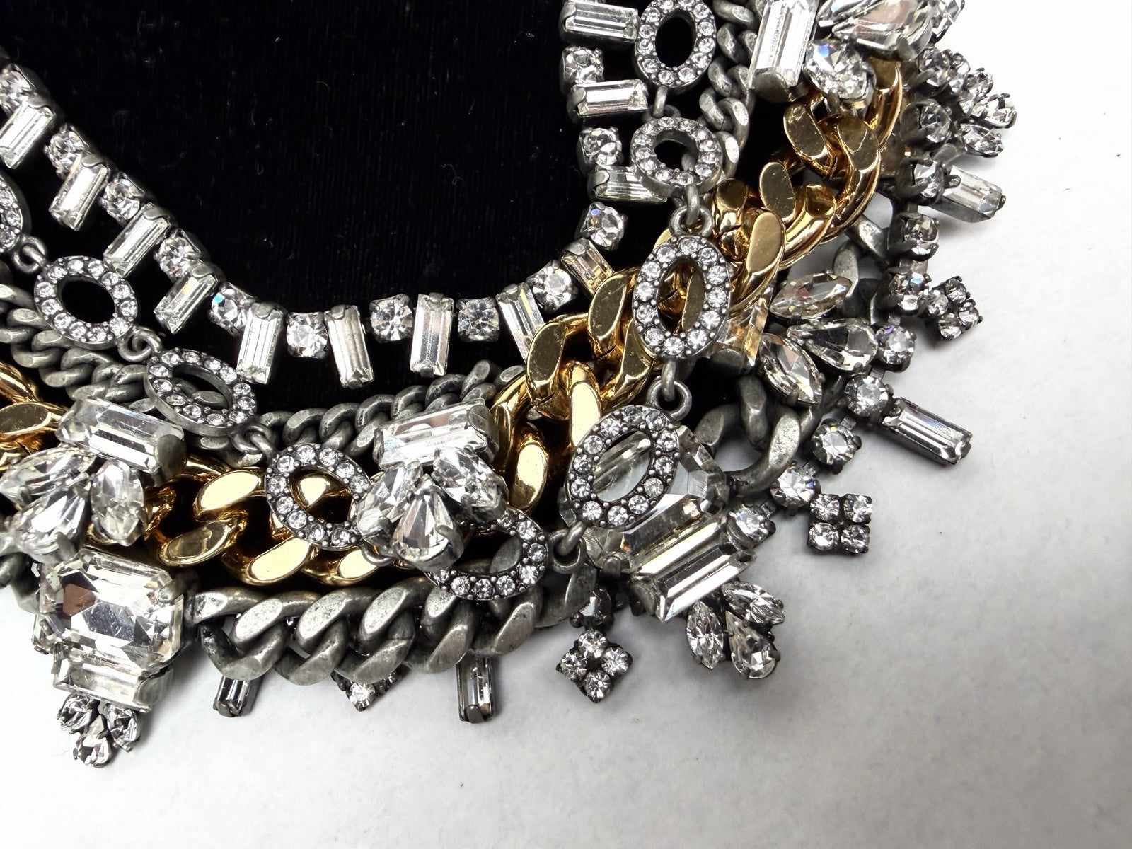 Vintage Y2K JUICY COUTURE Necklace Layered 6-Strand Chain & Crystal Gold Silver