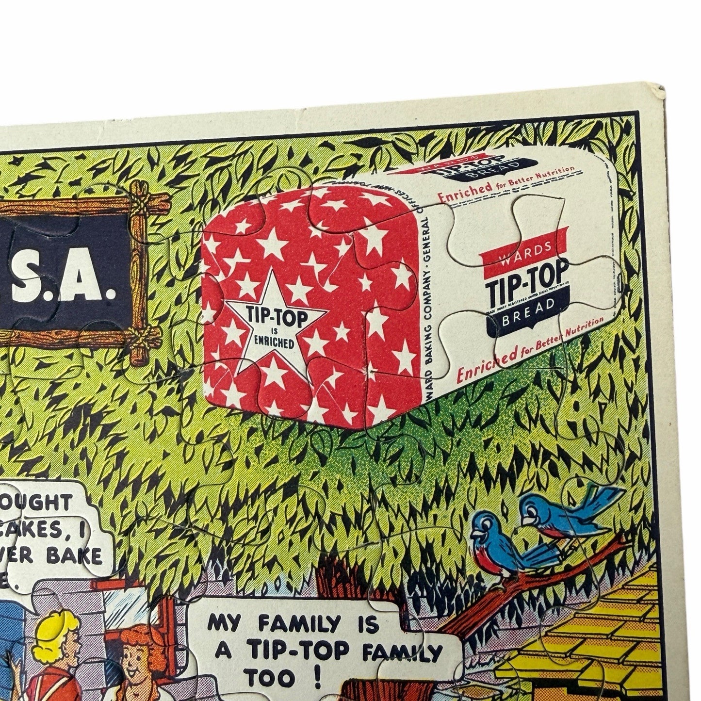 1952 Tip-Top Town USA BREAD Advertising Jigsaw Puzzle + Original Envelope UNUSED