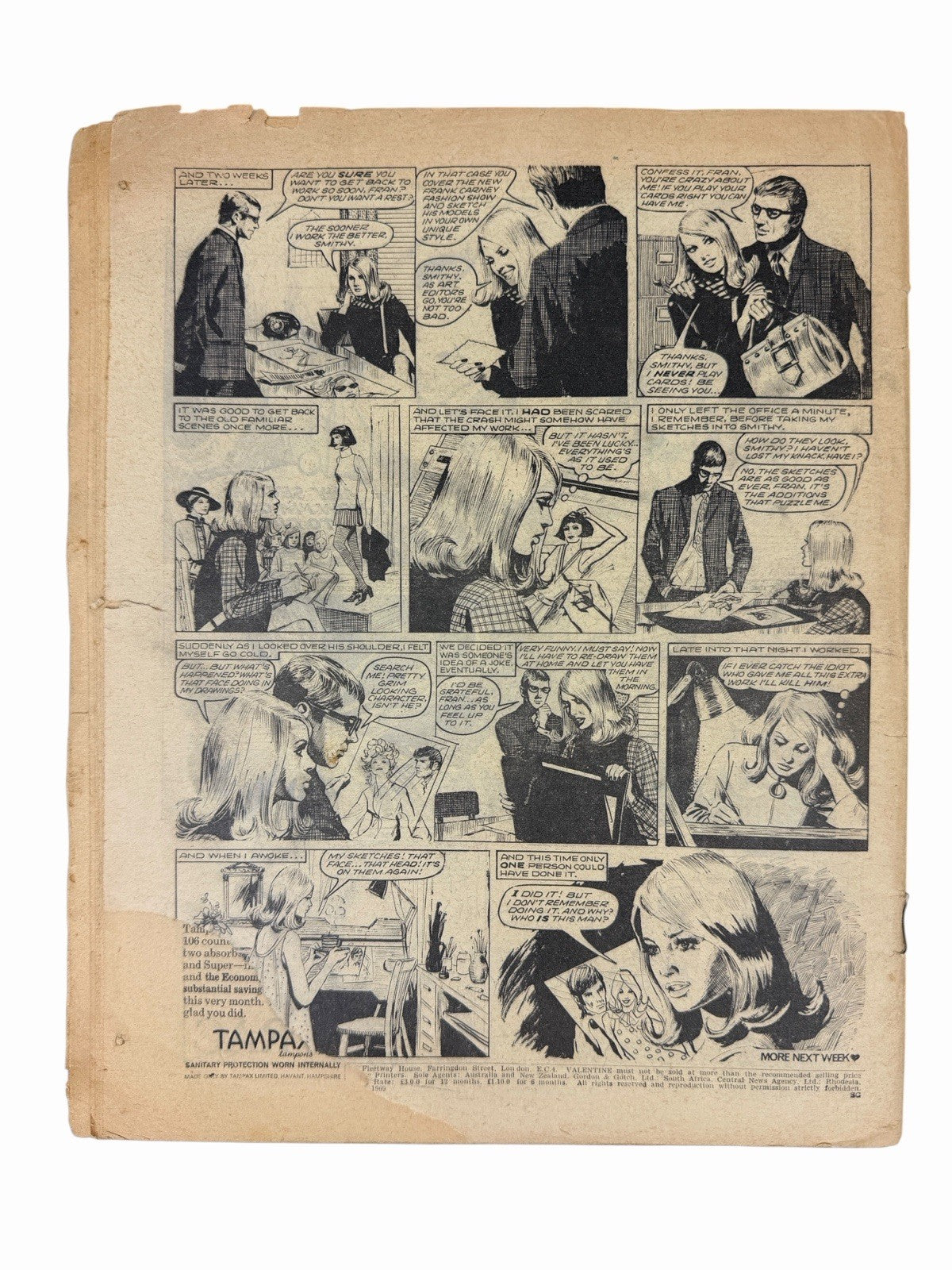 2 Vintage UK 1969 VALENTINE Magazine Issues TEEN GIRL Romance Comics