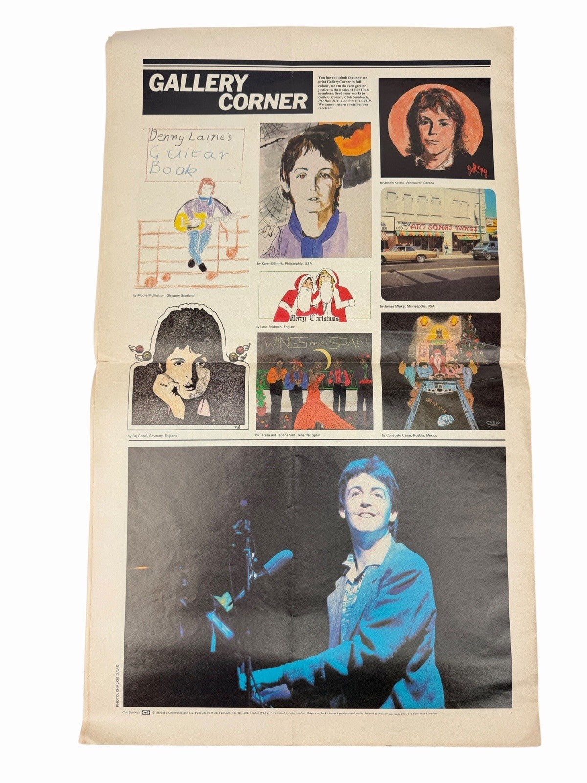 Vintage 1980 CLUB SANDWICH #17 Paul McCartney Wings Fan Club Tour Newspaper