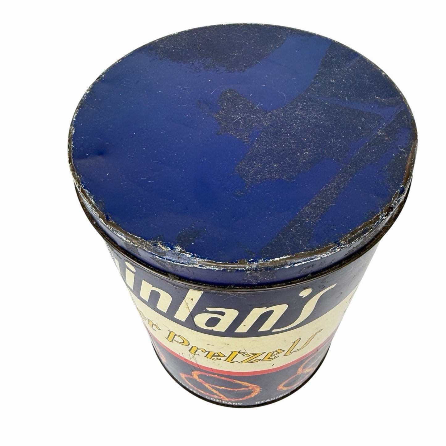 Vintage 1960's QUINLAN’S Butter Pretzel Twists Can Tin Reading, PA 12 oz.
