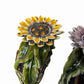 Set Of 3 Sunflower w/ Austrian Crystal Rhinestones NAPKIN RINGS Bronze Metal