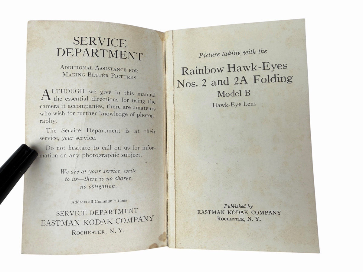 Vintage Kodak 1930’s Rainbow Hawk-Eyes Nos. 2 & 2A Folding Model B Manual