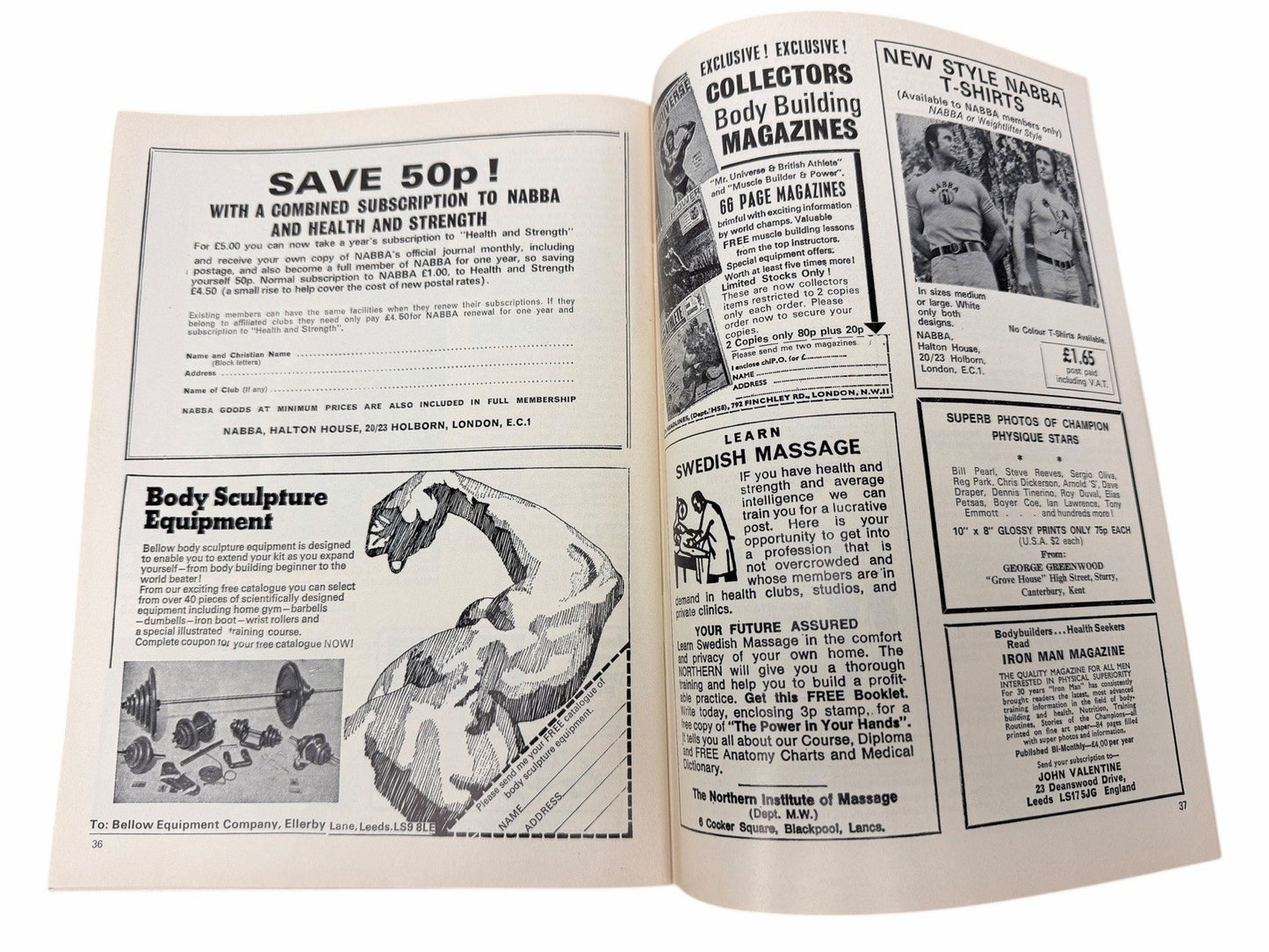 2 HEALTH AND STRENGTH 1976 Serge Nubret Vol105 #8 & 9 UK Bodybuilding Magazines