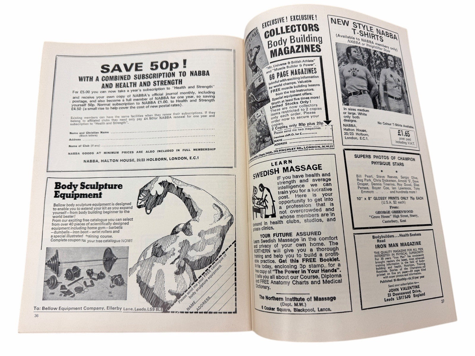 2 HEALTH AND STRENGTH 1976 Serge Nubret Vol105 #8 & 9 UK Bodybuilding Magazines