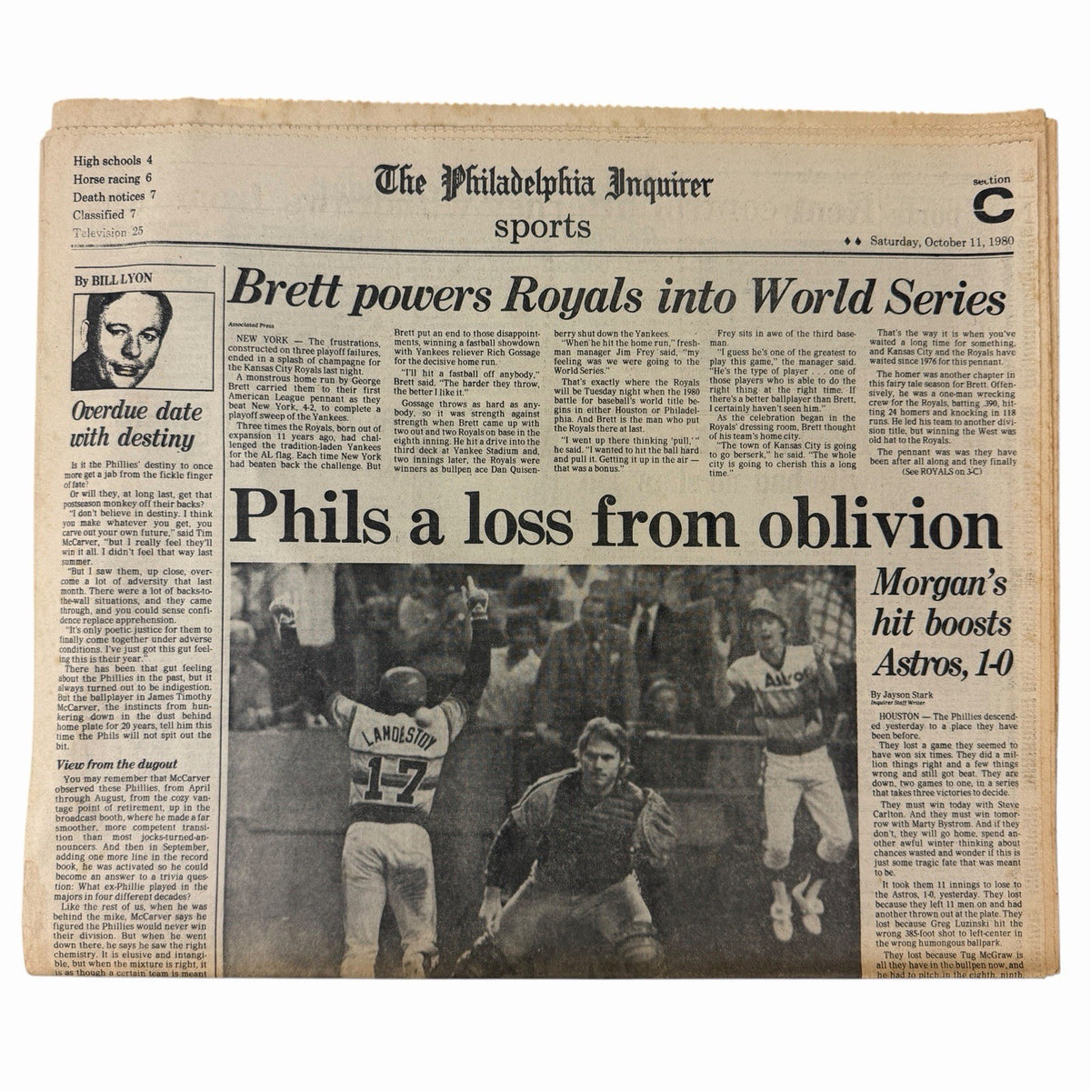 PHILLIES 1980 WORLD SERIES CHAMPIONS Philadelphia Inquirer Newspaper Collection