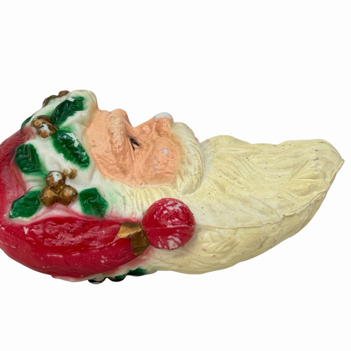 VINTAGE 3D SANTA FACE / HEAD 4" PLASTIC CHRISTMAS HOLIDAY ORNAMENT BLOWMOLD