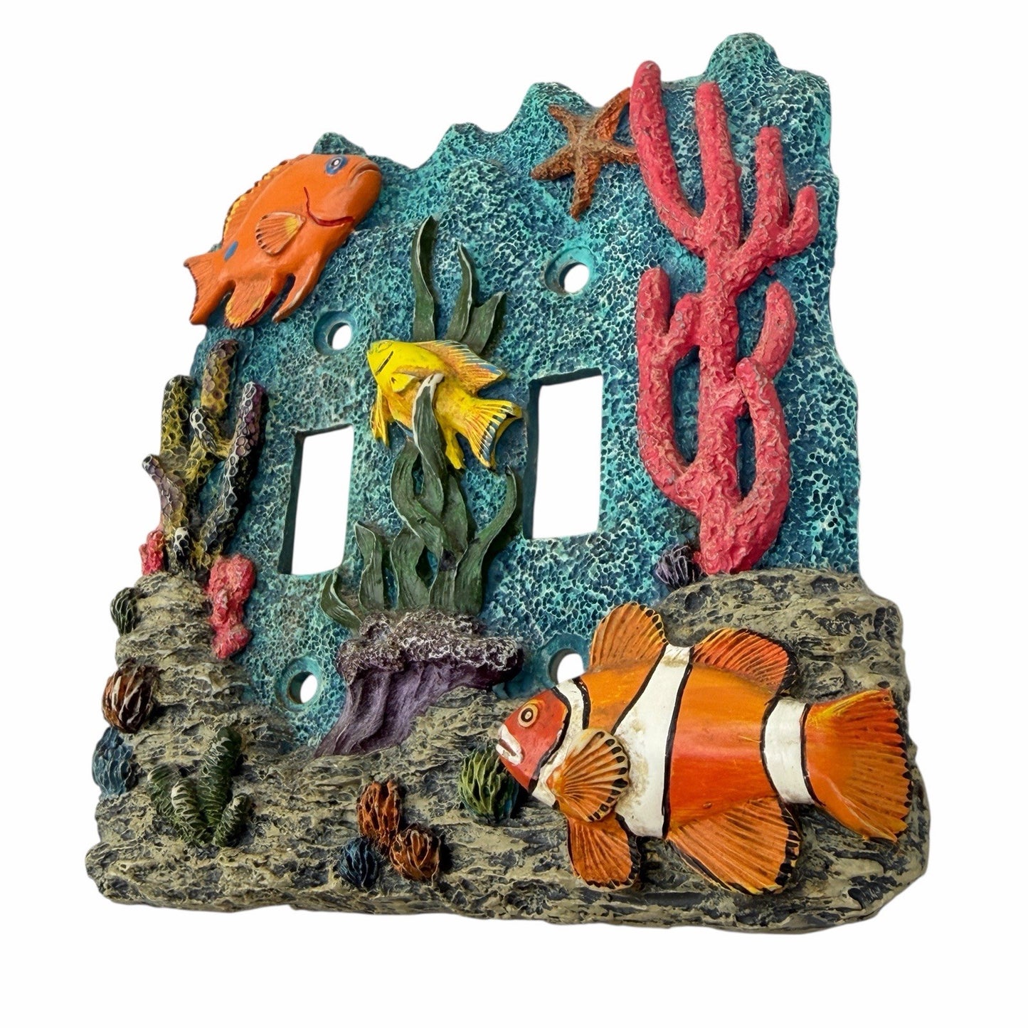 Coral Reef Wall Plate DOUBLE LIGHT SWITCH COVER 3D Ocean Sea Fish Tropical