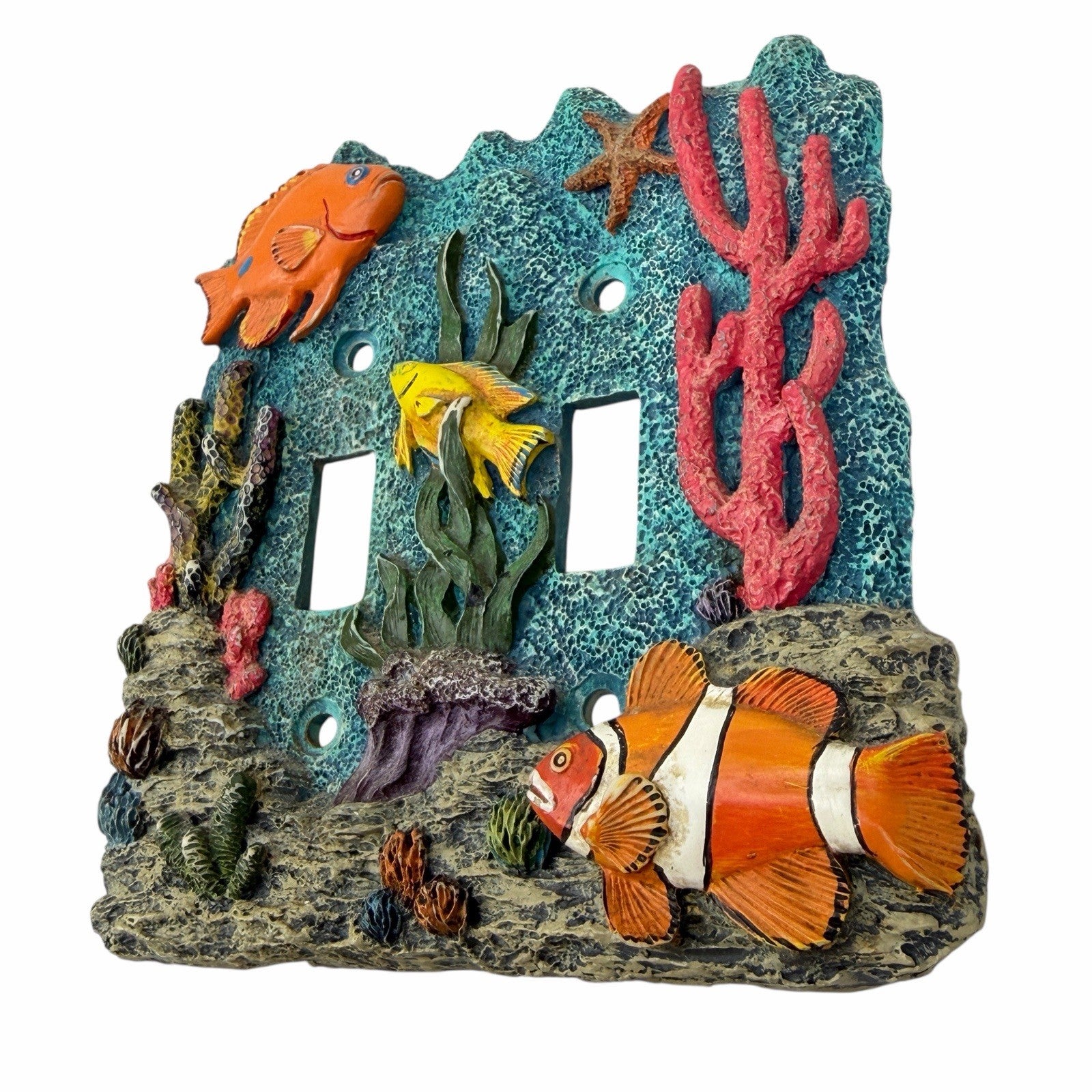 Coral Reef Wall Plate DOUBLE LIGHT SWITCH COVER 3D Ocean Sea Fish Tropical