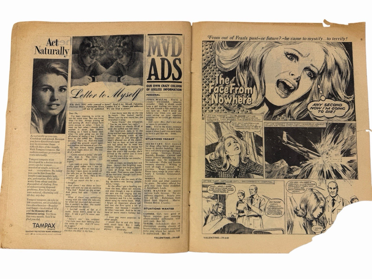 2 Vintage UK 1969 VALENTINE Magazine Issues TEEN GIRL Romance Comics