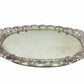 Vintage Oval Mirrored Perfume TRAY Vanity w/ Cut Crystal Glass Rim & Handles 17”