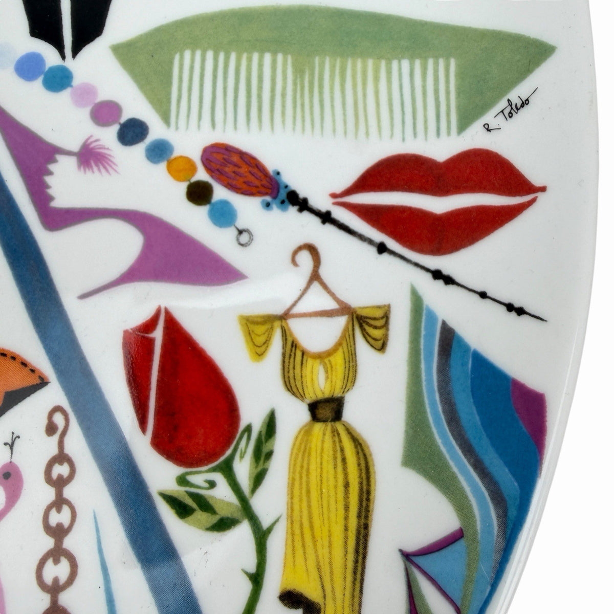 NORDSTROM Fashion Oval SERVING PLATTER Divas Shoes Purses Artist R Toledo Plate