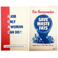 1943 WWII home front booklet cover spread: “A JOB ONLY A WOMAN CAN DO!” and “For Gunpowder SAVE WASTE FATS” poster artwork.