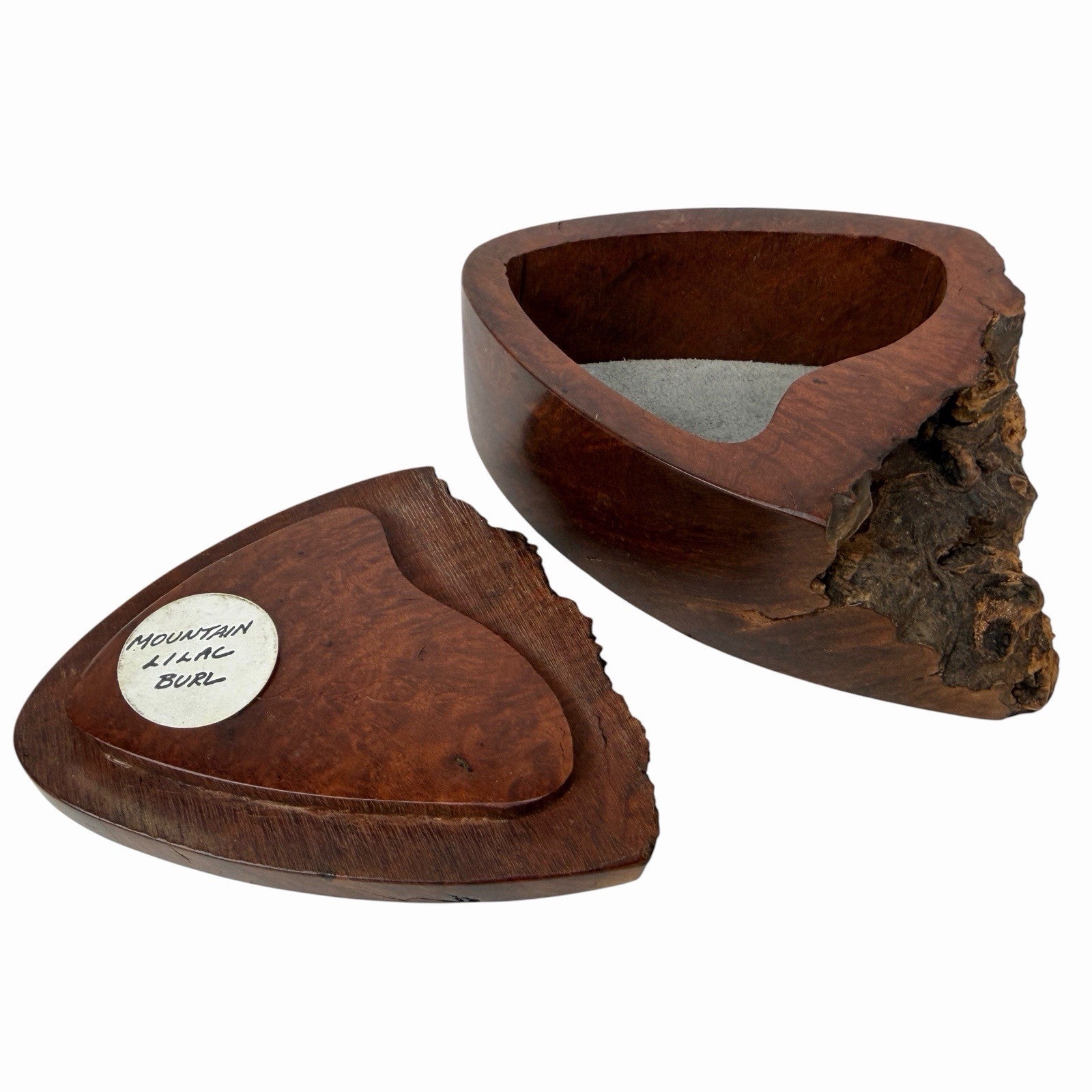 Vintage 1989 Jeffrey Seaton MOUNTAIN LILAC BURL Sculptural Live Edge Wood Box