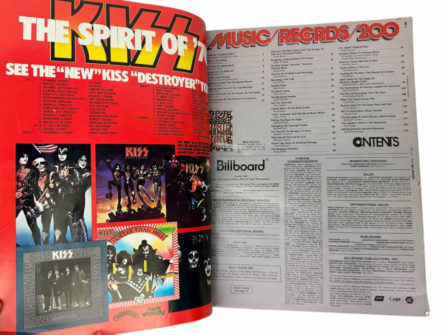 Billboard Magazine July 4, 1976 Spotlight on America BICENTENNIAL Edition KISS