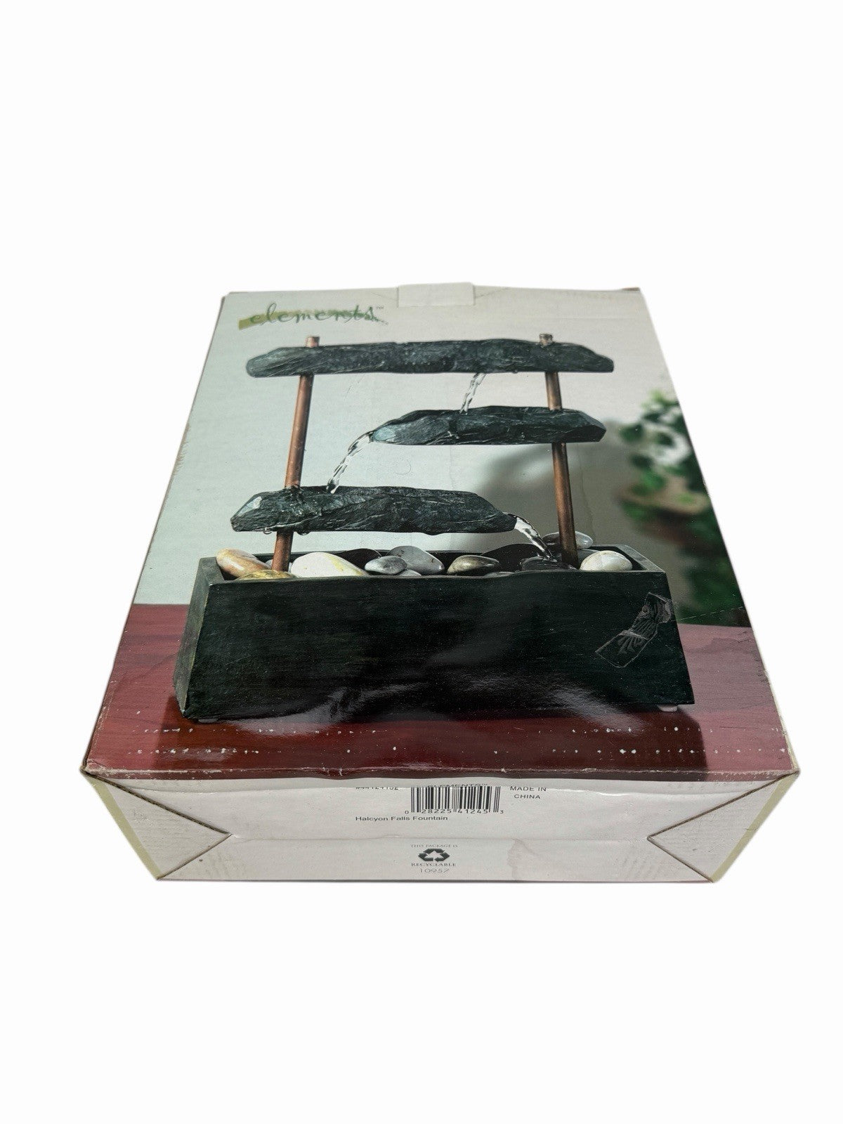 Contemporary Zen Tabletop Water Fountain Slate Rock Copper Waterfall Halcyon