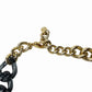 Vintage Gold & Gray Lucite Chunky Cuban Chain Link Necklace ITALY Luisa Spagnoli
