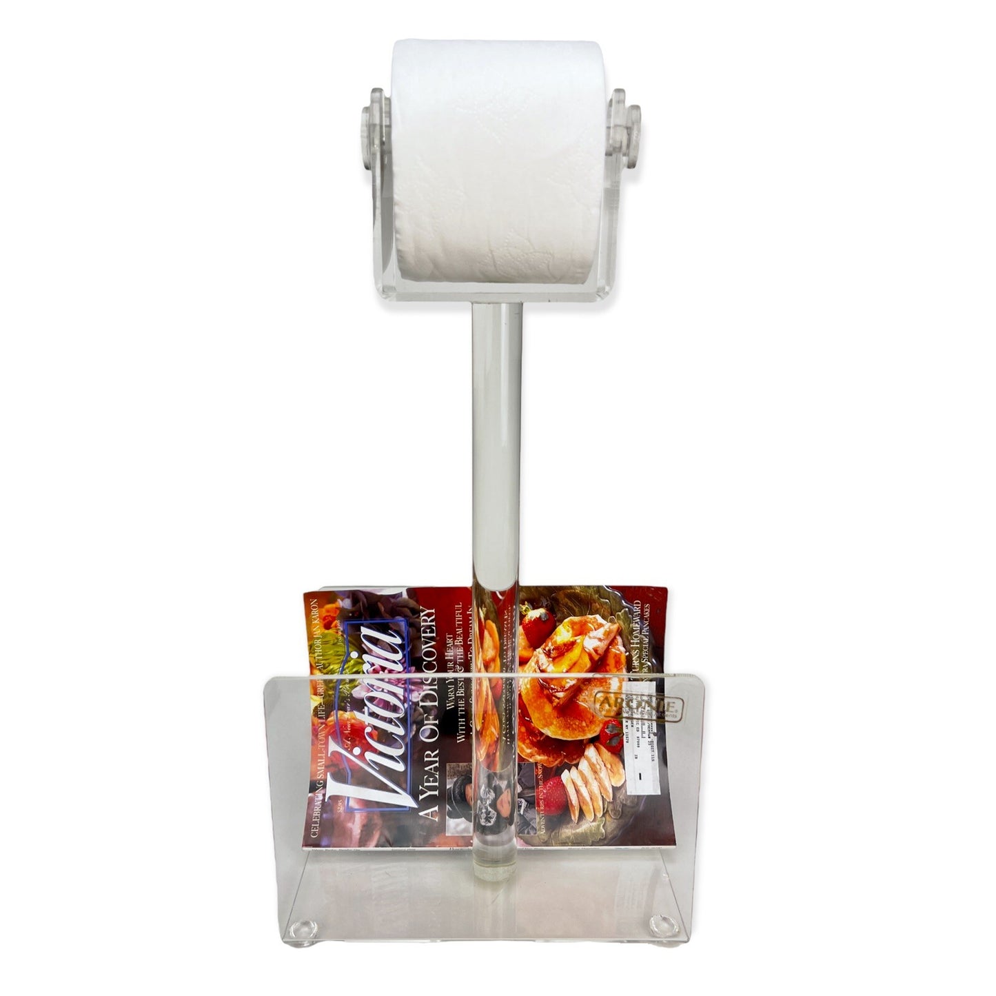 ARONIE Vintage MCM 1970’s Lucite Acrylic MAGAZINE RACK TOILET PAPER HOLDER STAND