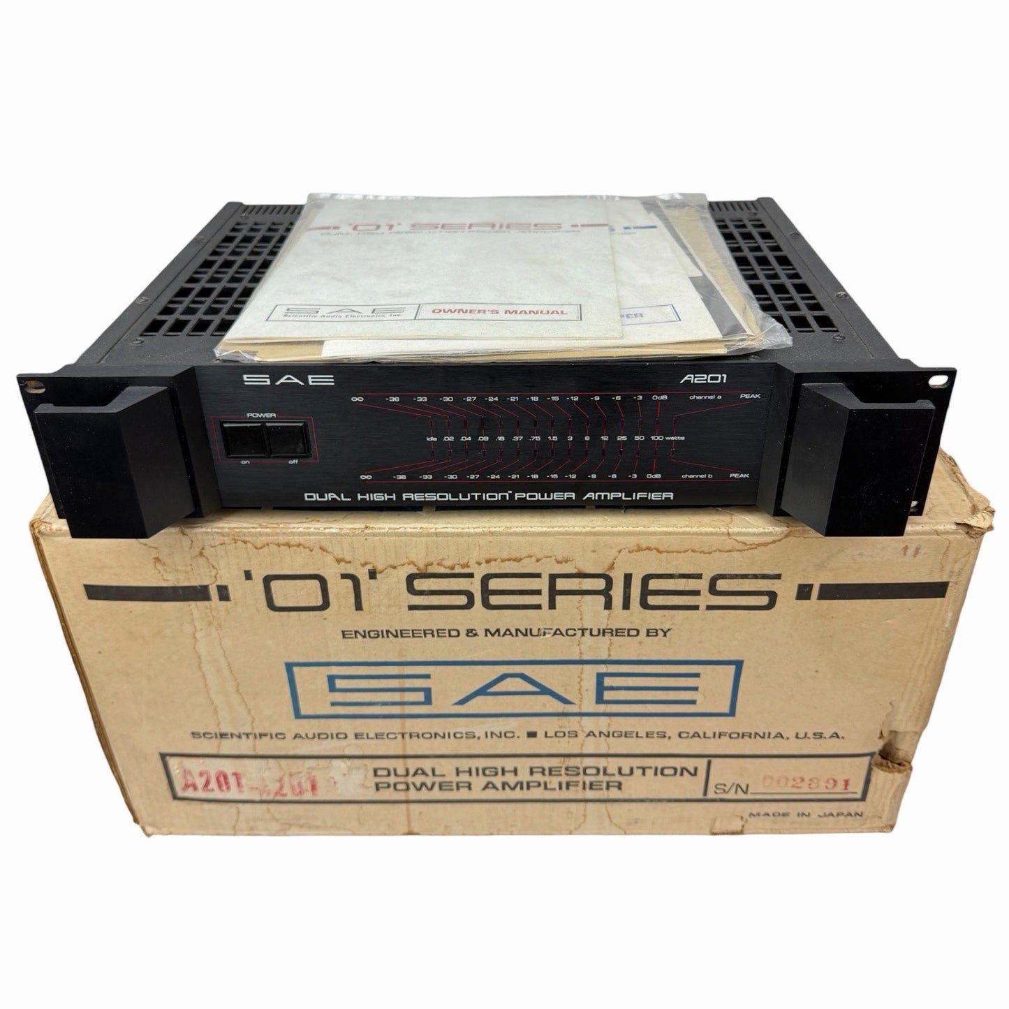 SAE A-201 A201 “01 Series” Dual High Resolution Power Amplifier VINTAGE IN BOX