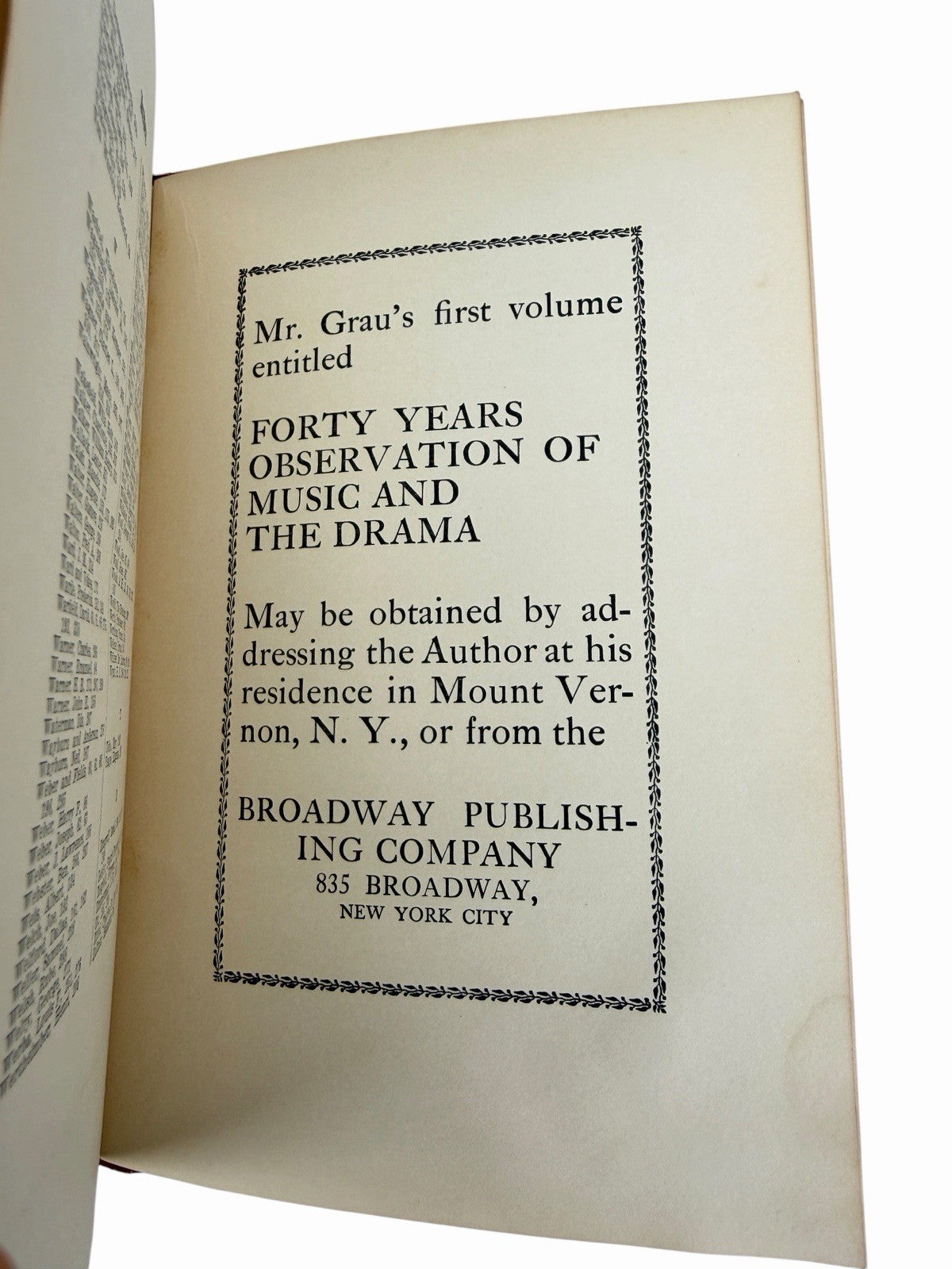 1910 ROBERT GRAU The Business Man in the Amusement World BROADWAY Theater HC