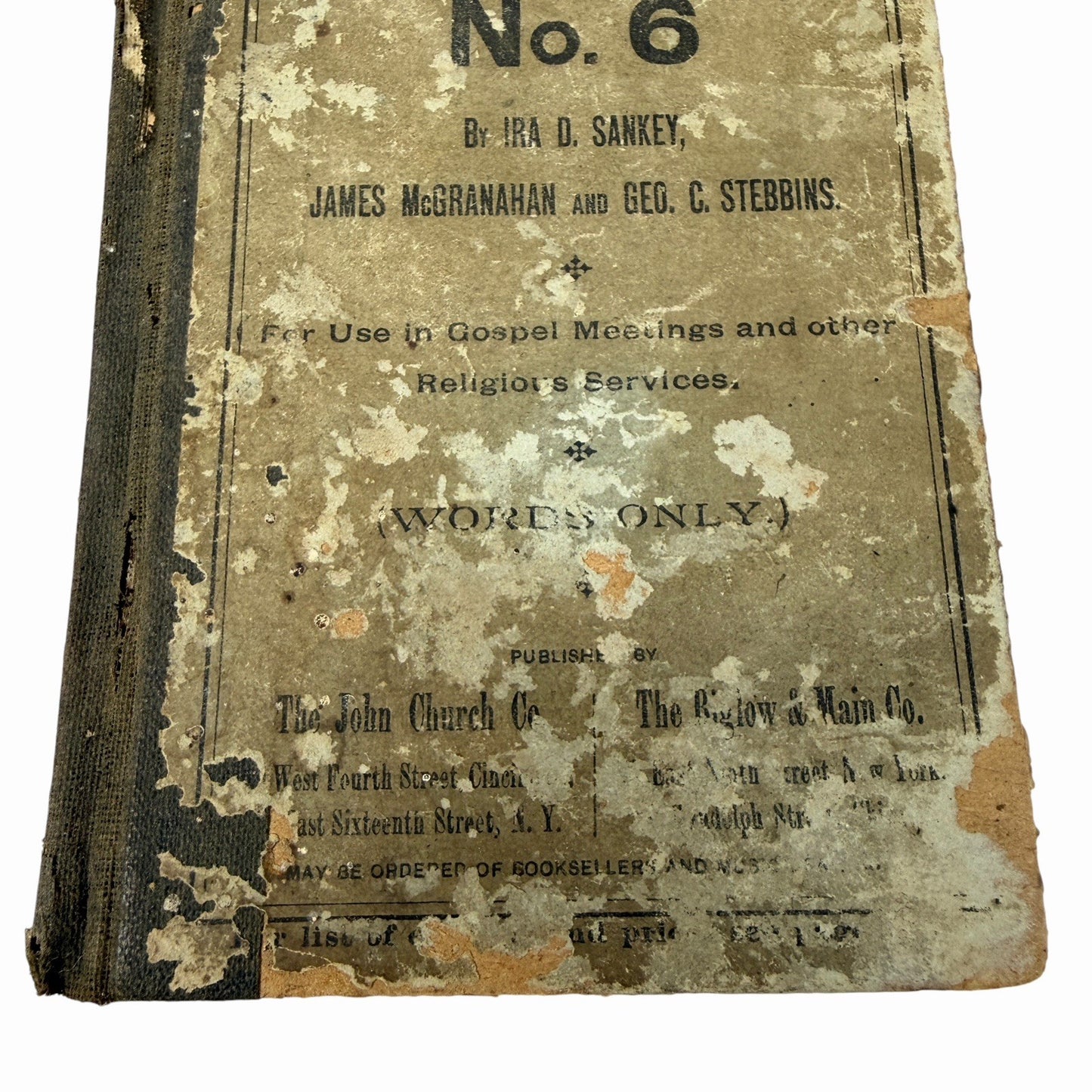 1891 Gospel Hymns No. 6 (Words Only) by Ira Sankey Biglow & Main / John Church