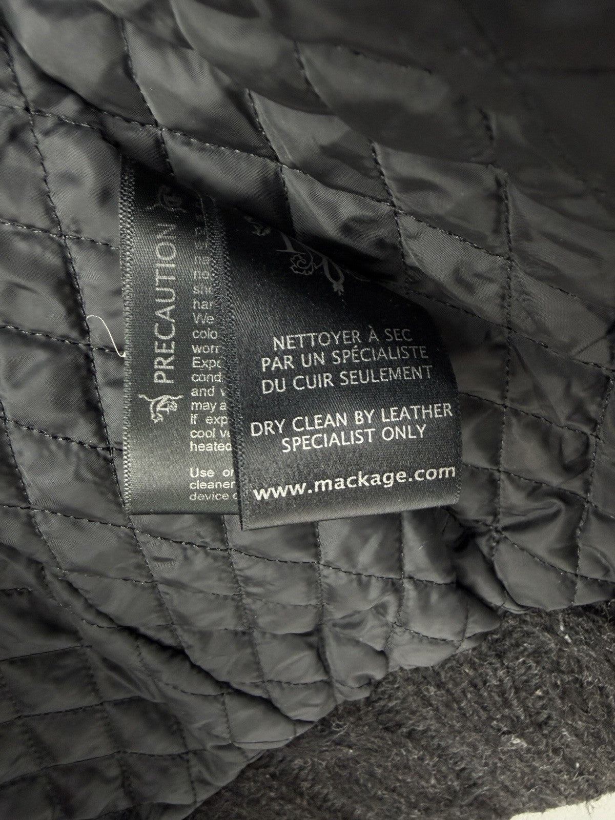 MACKAGE Lambskin Leather & Wool Biker Jacket Lined Coat SIZE SMALL Black