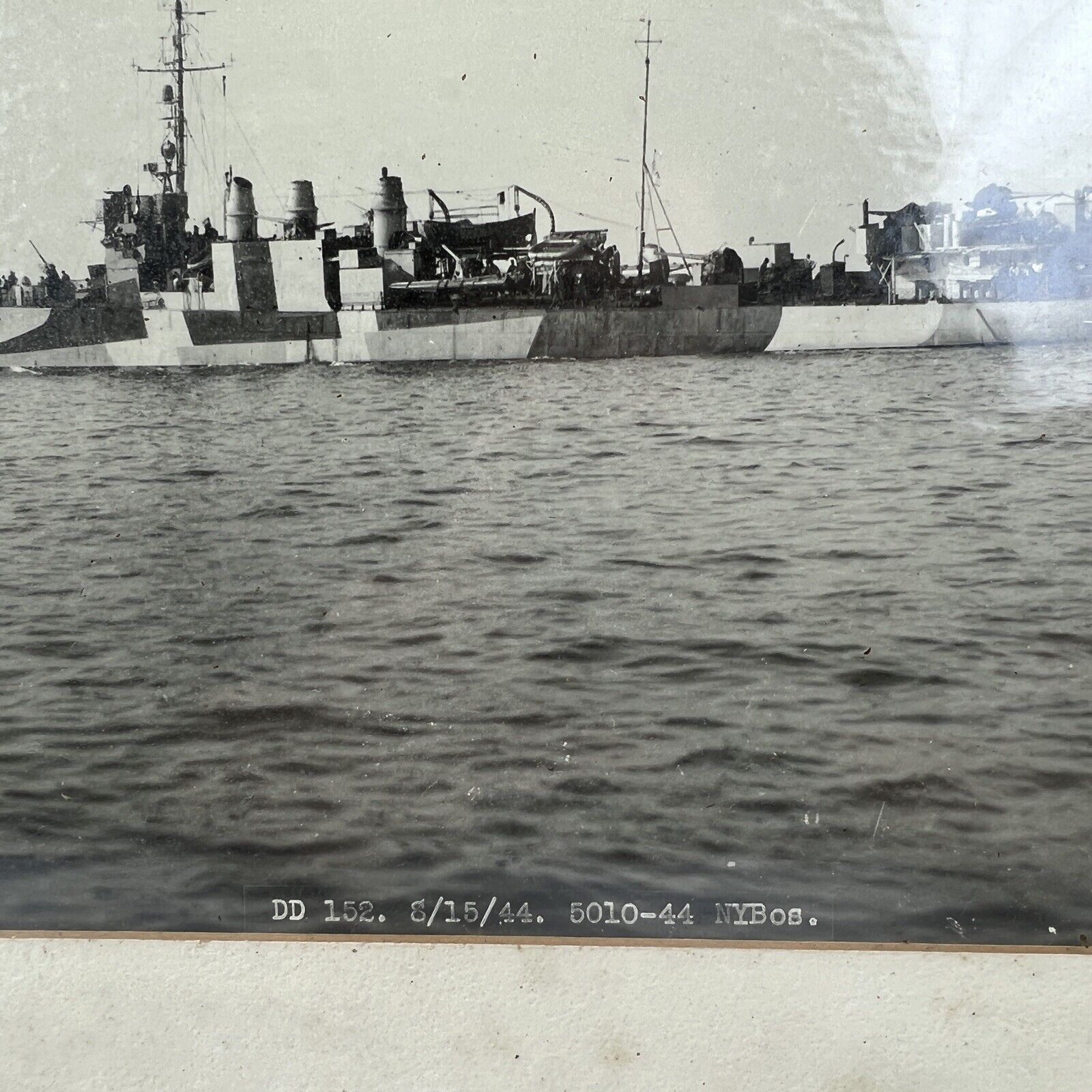 Vintage 1944 USS DU PONT Shellback Certificate & Framed Photo WWII Nav ...