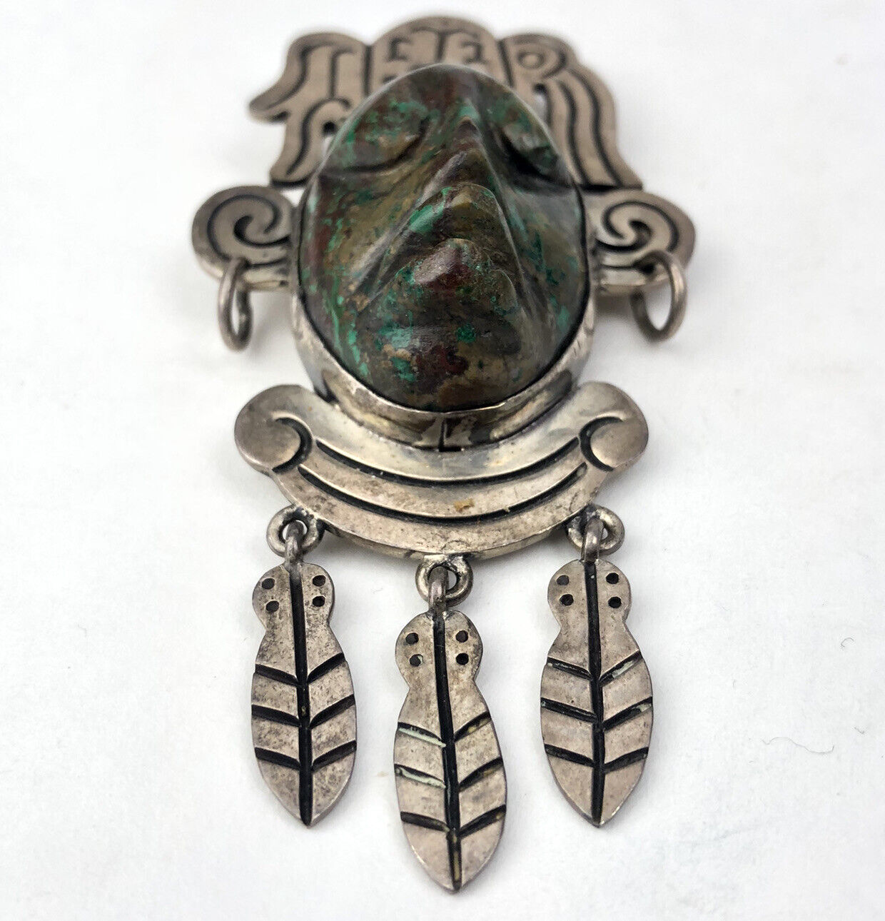 925 Sterling Silver Vintage Mexico Mask Design Pin retailer Brooch