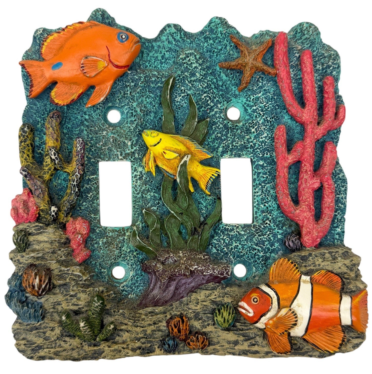 Coral Reef Wall Plate DOUBLE LIGHT SWITCH COVER 3D Ocean Sea Fish Tropical