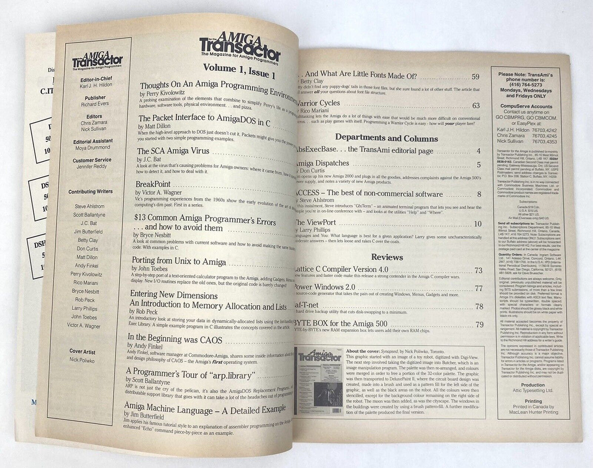 Transacker Transacker Amiga Transactor PREMIERE ISSUE April 1988 Vol. 1 #1 VINTAGE COMPUTING ...