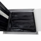 LEE SANDS Black EEL SKIN LEATHER Bifold Wallet RFID Window Flap NEW IN BOX