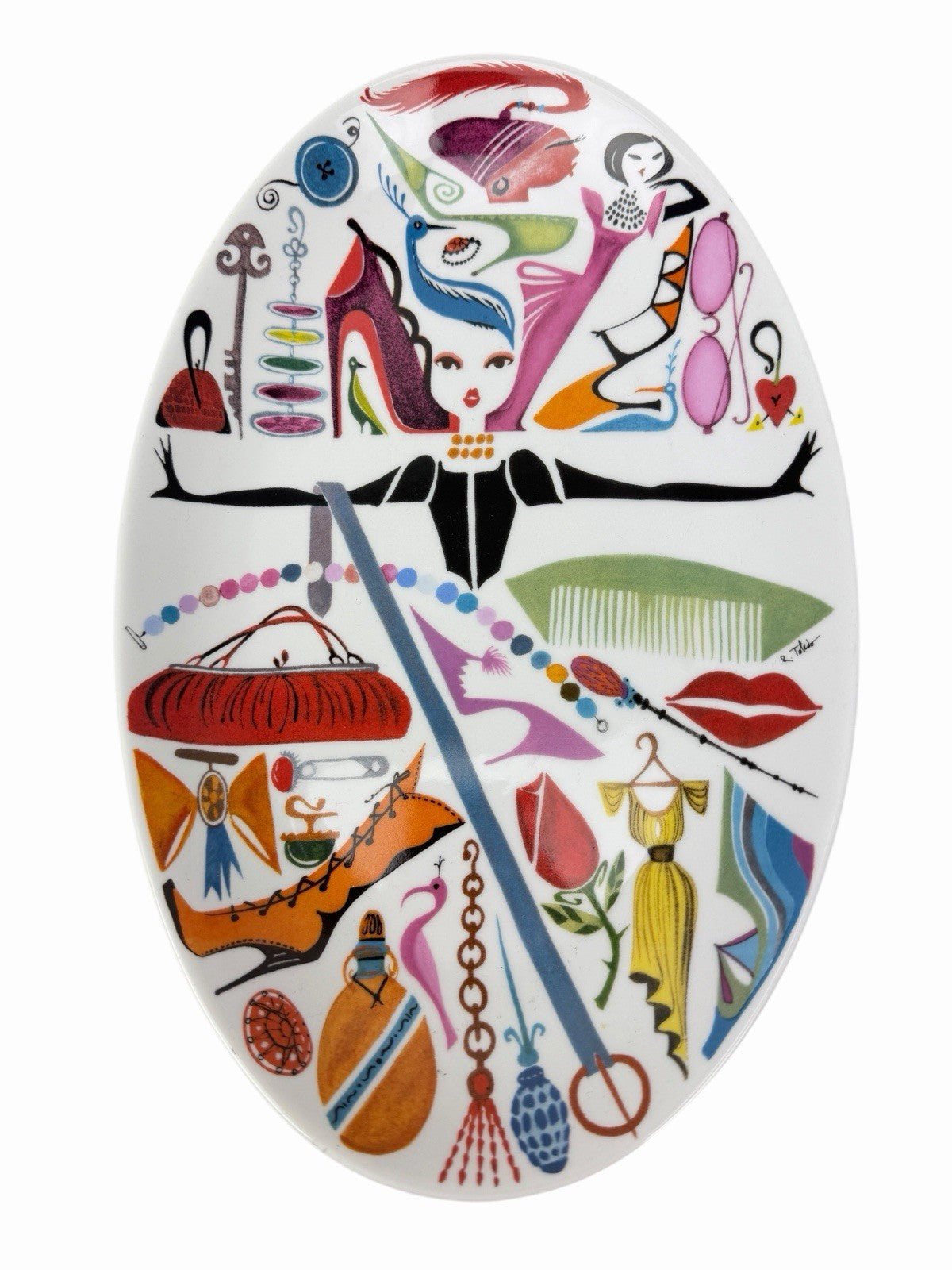 NORDSTROM Fashion Oval SERVING PLATTER Divas Shoes Purses Artist R Toledo Plate