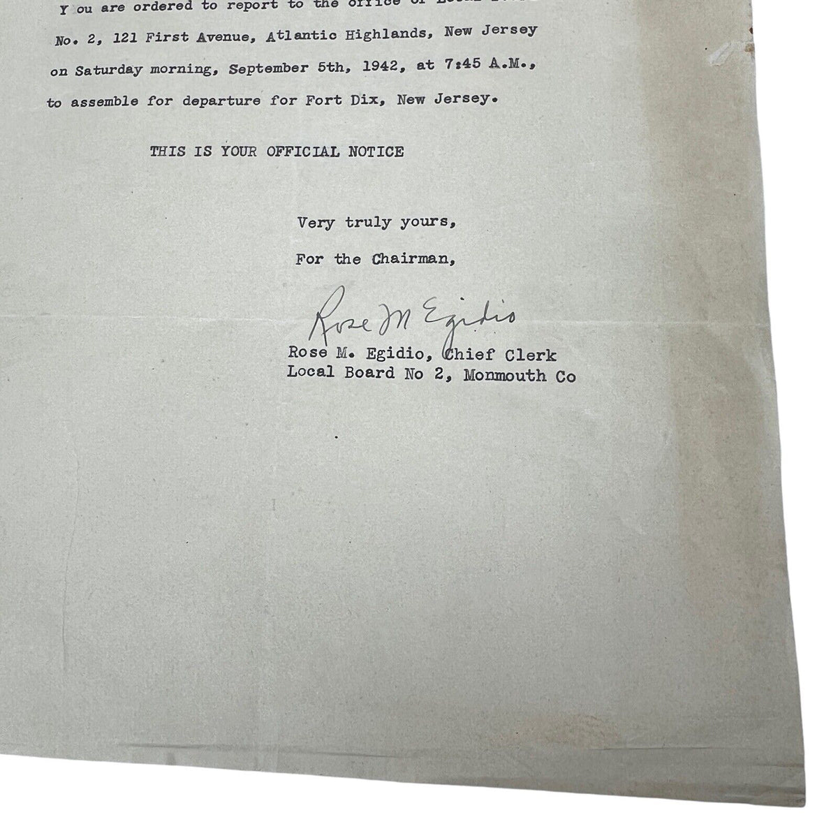 Ww2 Draft Note Vintage WWII 1942 Selective Service System DRAFT LETTER Fort Dix NJ Ar ...