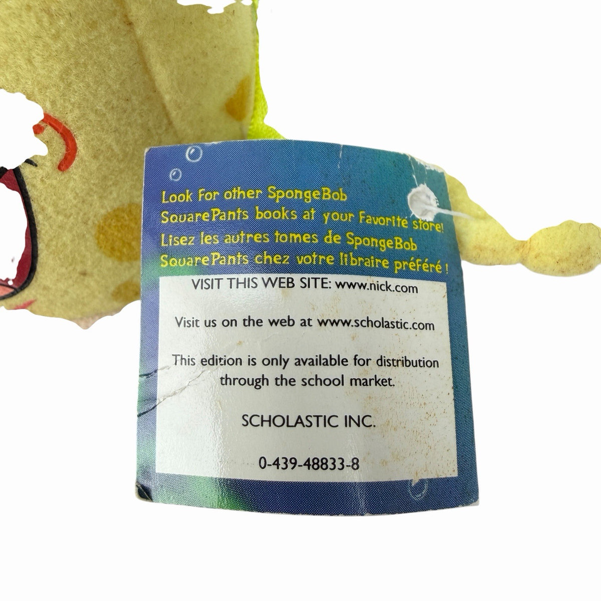 SpongeBob SquarePants BACKPACK BOOK Plush Doll w/Tags 6" Tall Vintage 2003