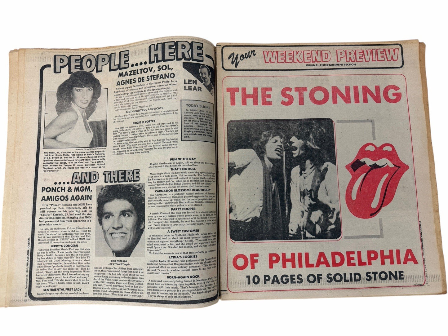 ROLLING STONES Sept 25, 1981 Philadelphia Journal NEWSPAPER Poster & 13pg Spread