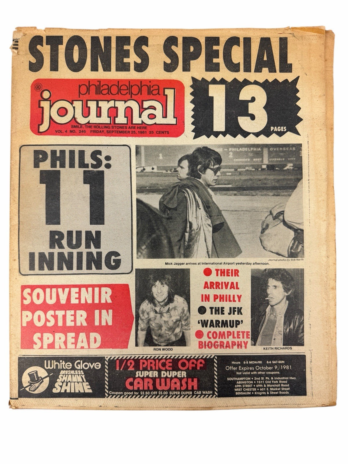 ROLLING STONES Sept 25, 1981 Philadelphia Journal NEWSPAPER Poster & 13pg Spread