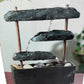 Contemporary Zen Tabletop Water Fountain Slate Rock Copper Waterfall Halcyon