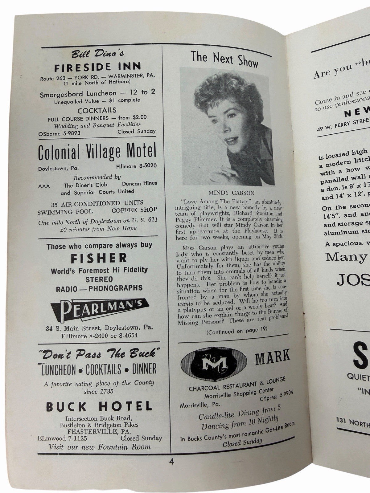 Vintage 1962 Bucks County Playhouse NEW HOPE PA Playbill & Season Handbill Flyer