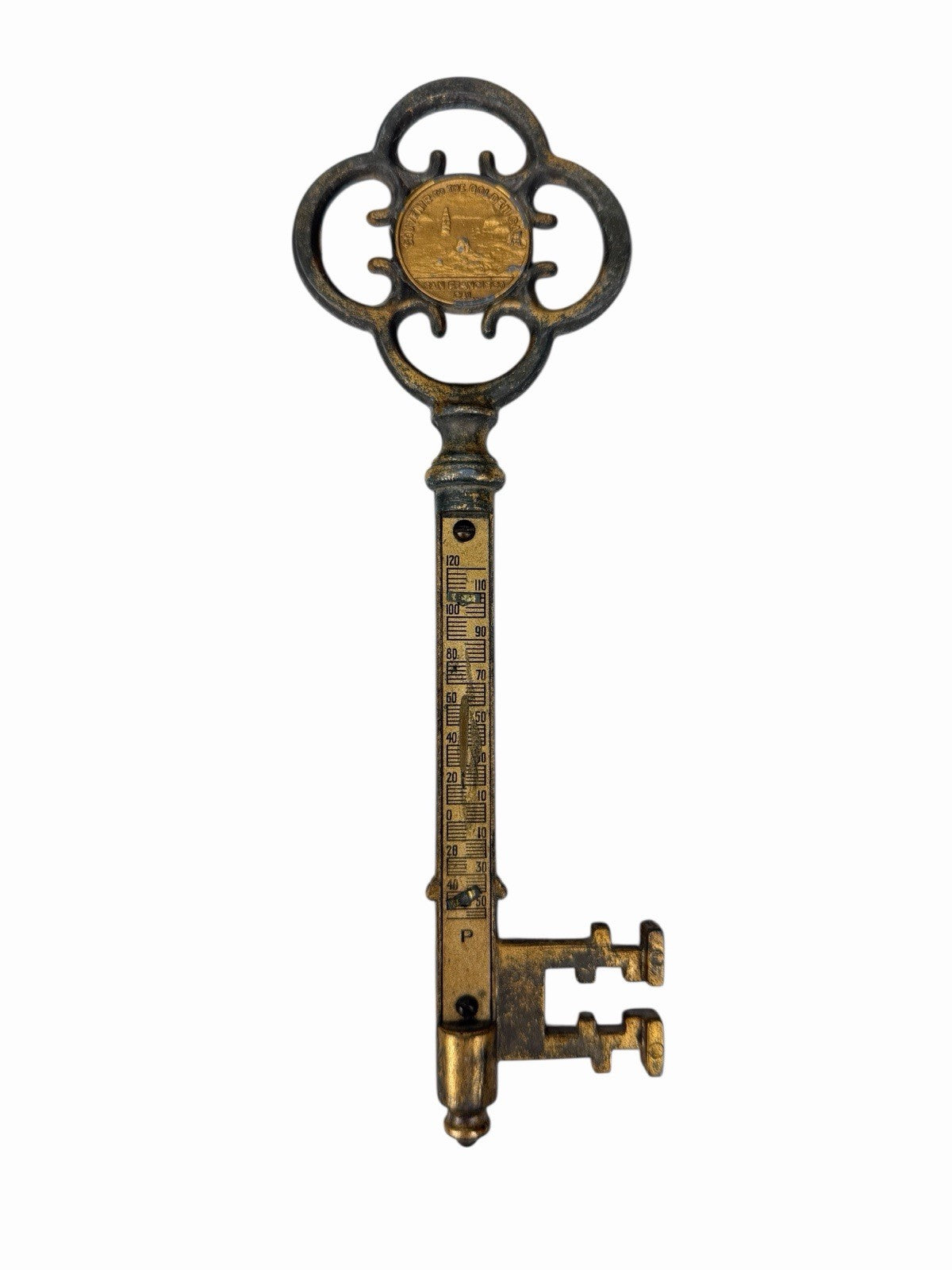Vintage 1925 SAN FRANCISCO CA Key To The City THERMOMETER Cast Souvenir ANTIQUE