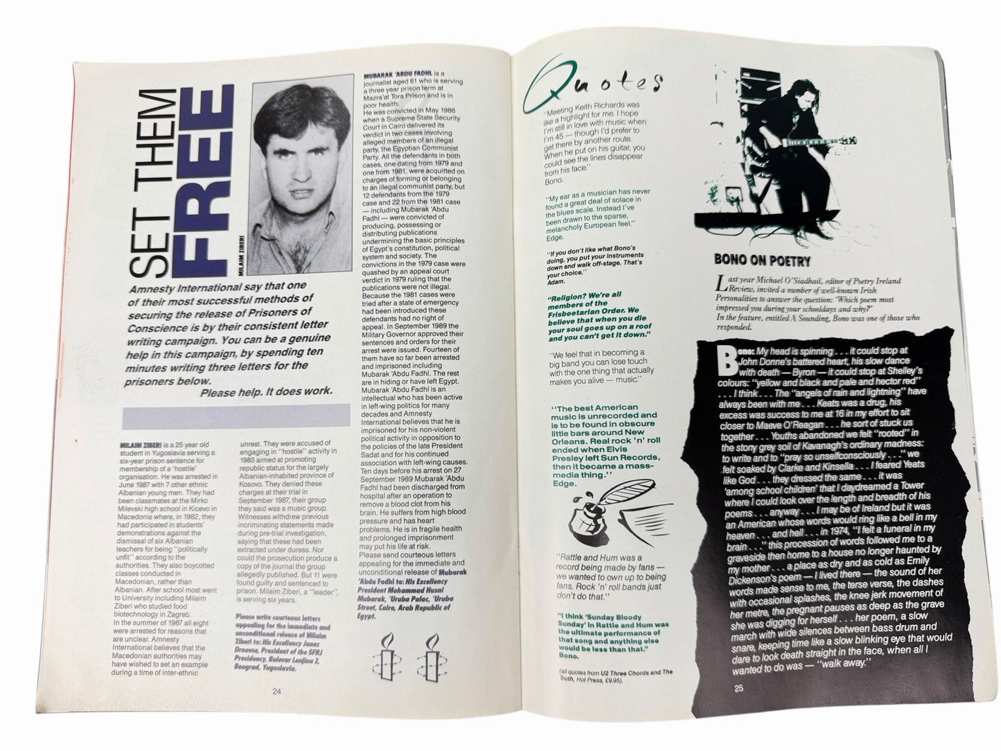U2 PROPAGANDA World Service Fan Club Magazine Issue No. 12 1990 Love Town Tour
