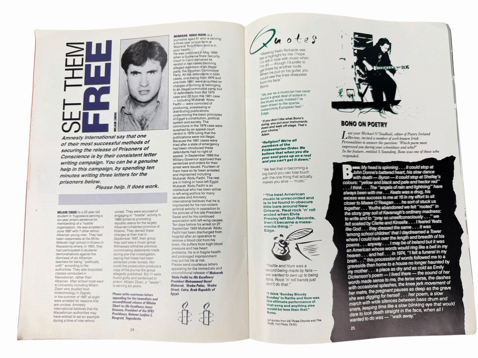 U2 PROPAGANDA World Service Fan Club Magazine Issue No. 12 1990 Love Town Tour