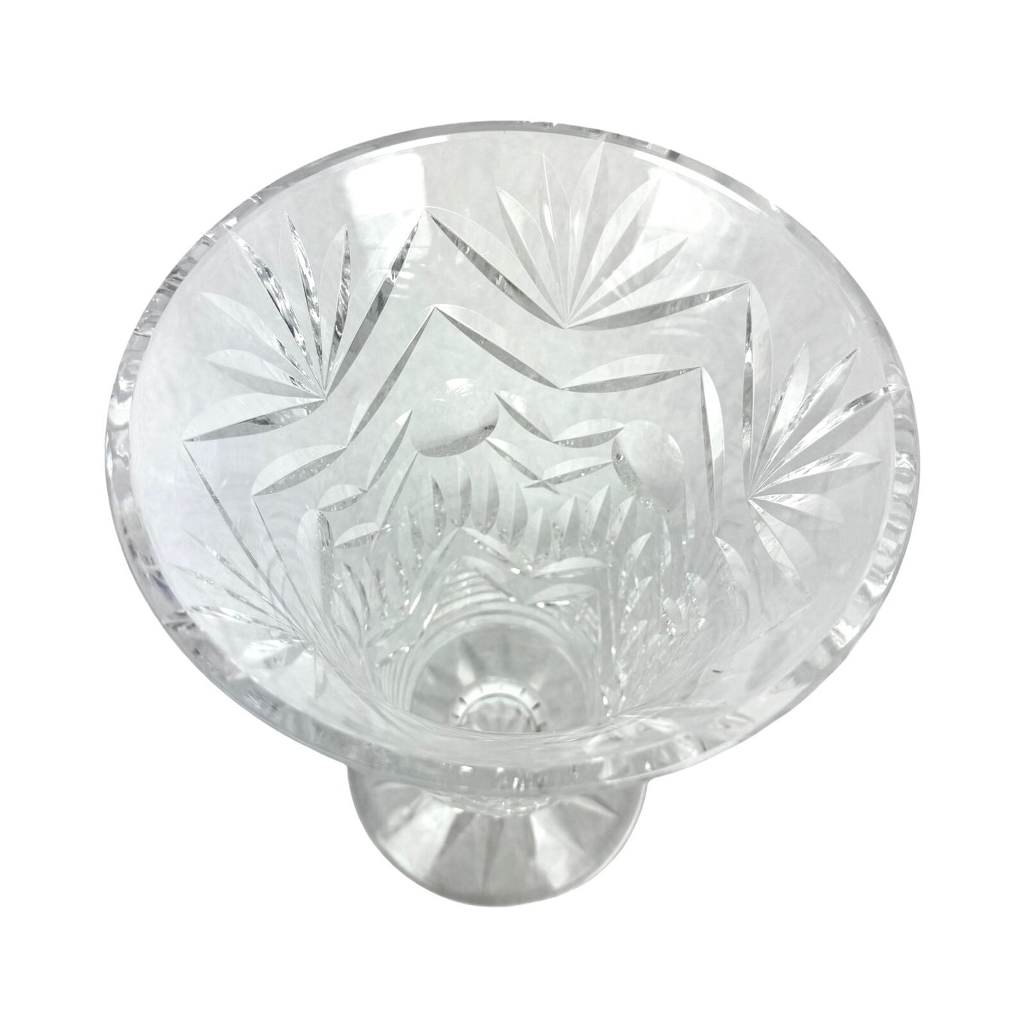 Vintage WATERFORD 10” Cut Crystal Fan Footed Flower Vase SIGNED Gothic Mark