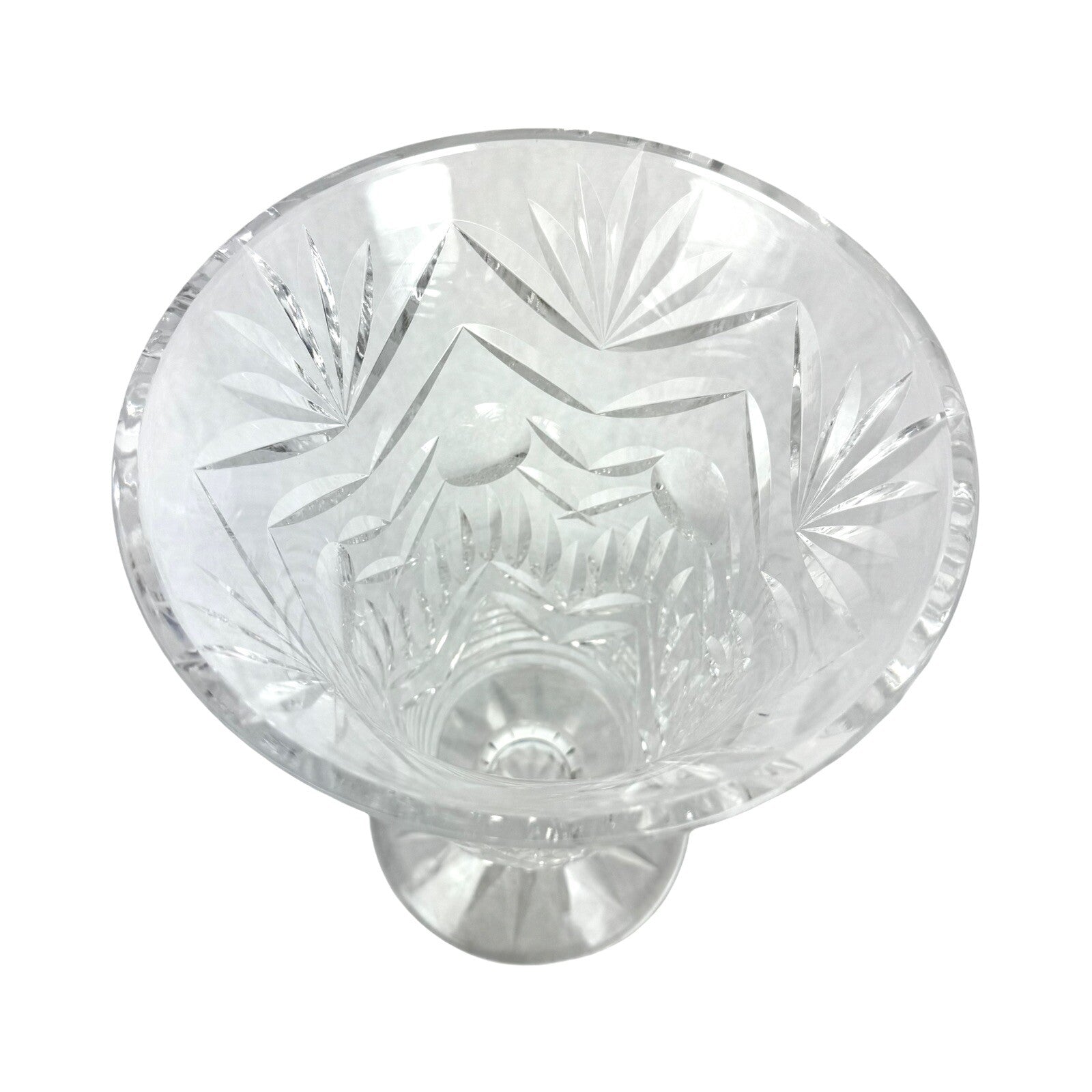 Vintage WATERFORD 10” Cut Crystal Fan Footed Flower Vase SIGNED Gothic Mark