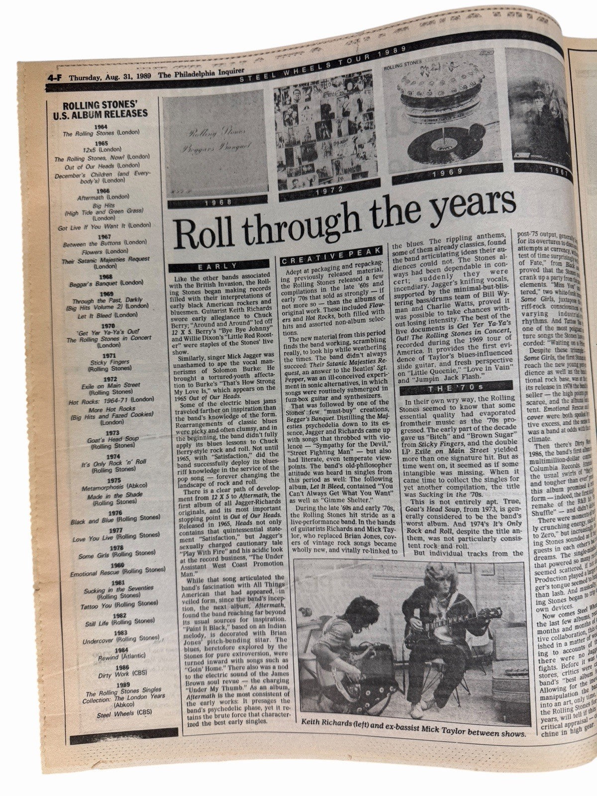 Vintage 1989 ROLLING STONES Steel Wheels Tour PHILADELPHIA INQUIRER Newspaper