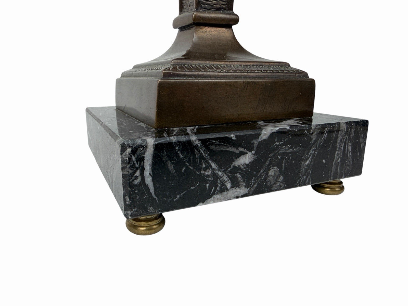 Vintage Hollywood Regency Neoclassical Caryatid Lady Brass Marble Table Lamp 32”